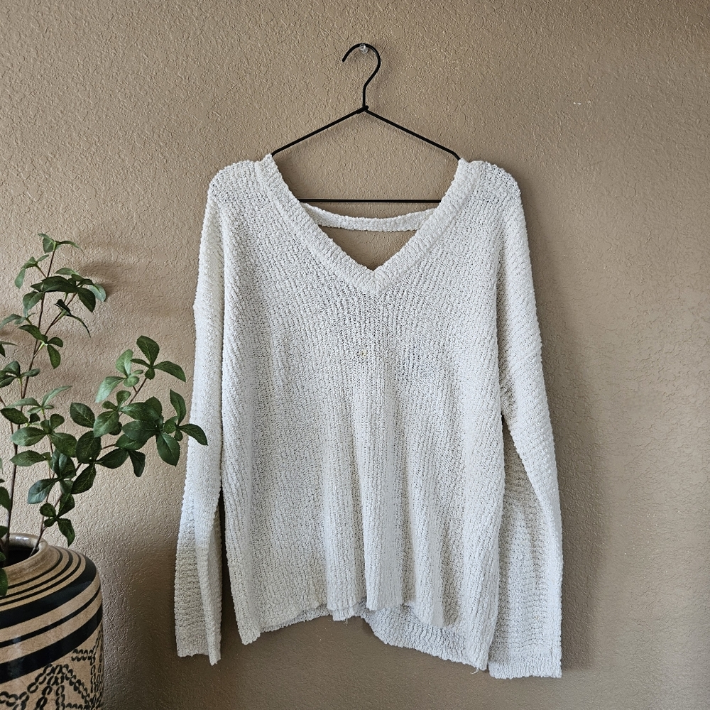 Forever 21 Open Back Sweater, Large | Cream